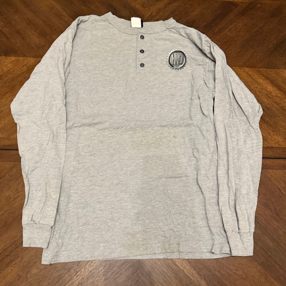Vintage 2001 Harley Davidson Henley Shirt Mens XL Grey Long Sleeve Spitzies NY